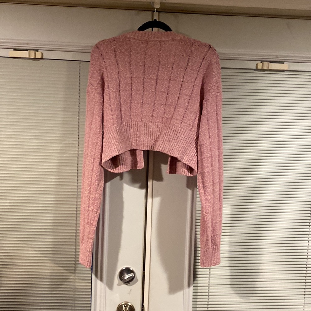 NWT Free People Beach Declan pink two piece knit Romper & Cardi. Size L - Picture 8 of 10